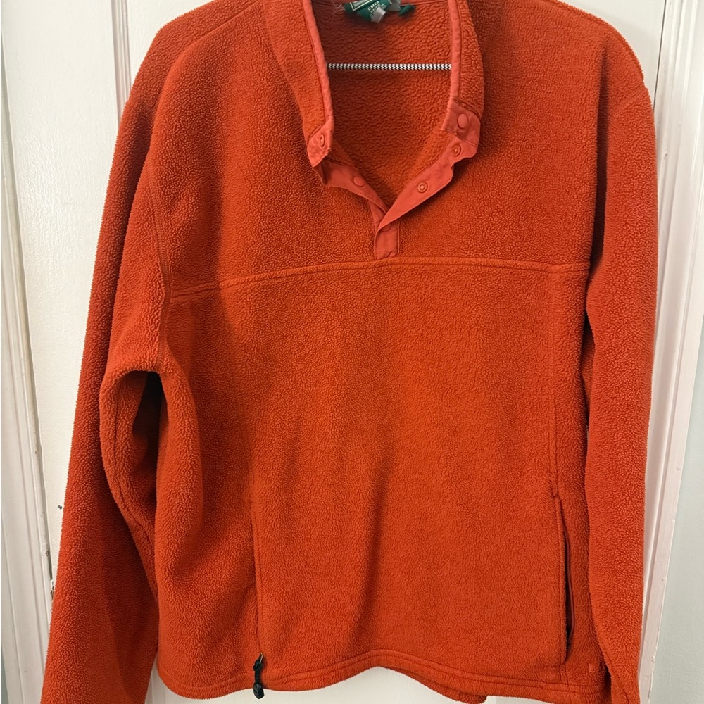 LL Bean orange Fleece Pullover